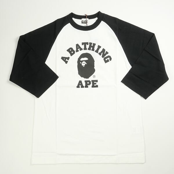 bape championエイプチャンピオン七分袖Tシャツカレッジロゴラグラン