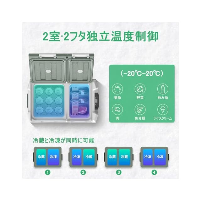 在庫セール』【2025最新】Alpicool 車載冷蔵庫 2室 39L ポータブル