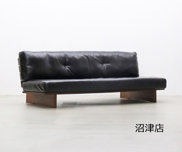 ※商談中【沼津店】 シギヤマ家具 本革 Blena ブレナ ウォールナット 3Pソファ 肘無し ロータイプ ナチュラル モダン 3人掛け RJT06033