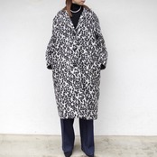 SINME レオパードコート ホワイト×ブラック