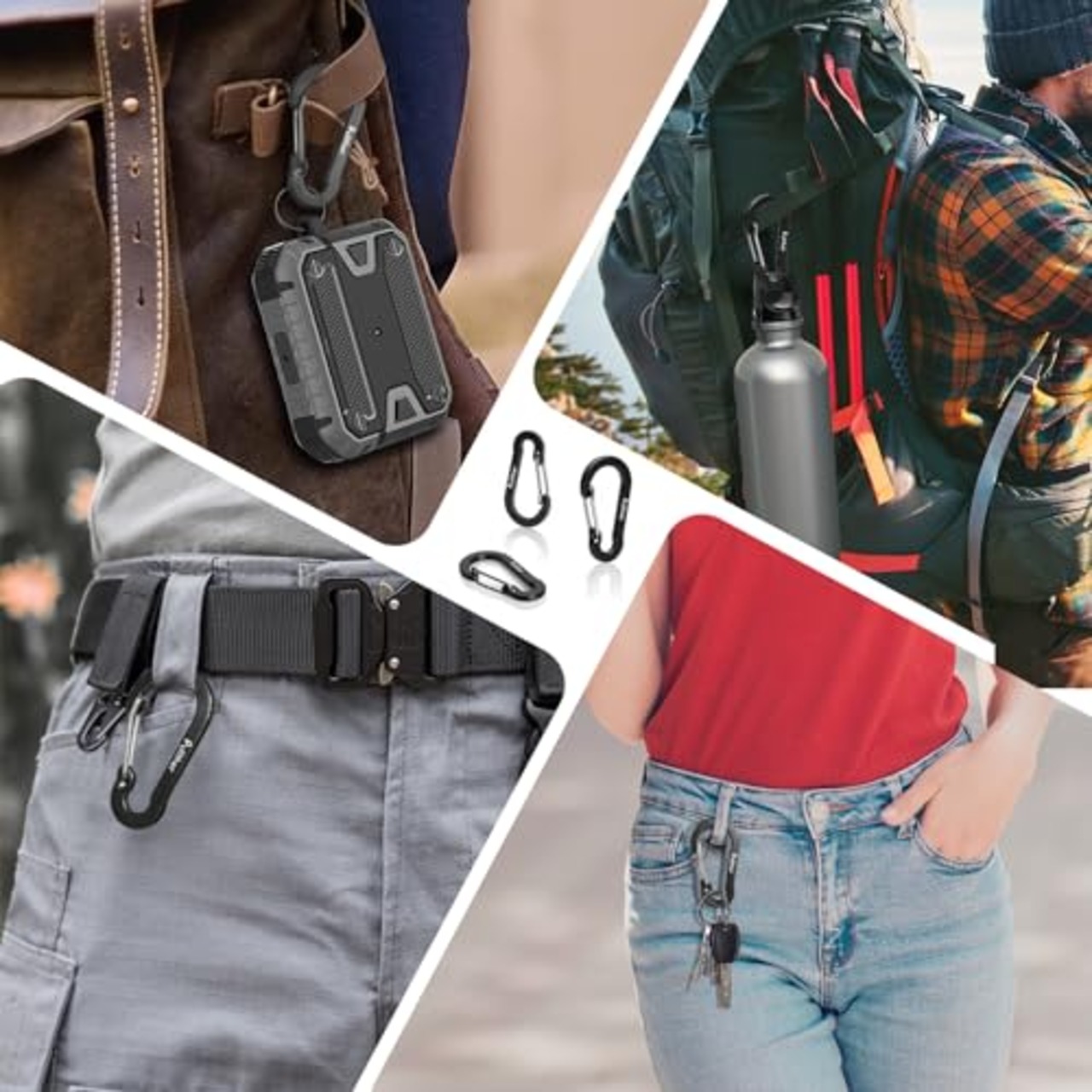 Pullther カラビナ 小型 5cm 超軽量 錆びない アルミ合金 アウトドア ガイロープ カラビナ 釣り 20個