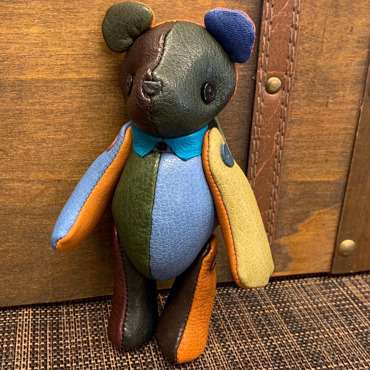 ジビエレザー鹿革ベルベア★端革を使ってアップサイクル「ベルズベア」写真の1点販売です　カラフルシック系2