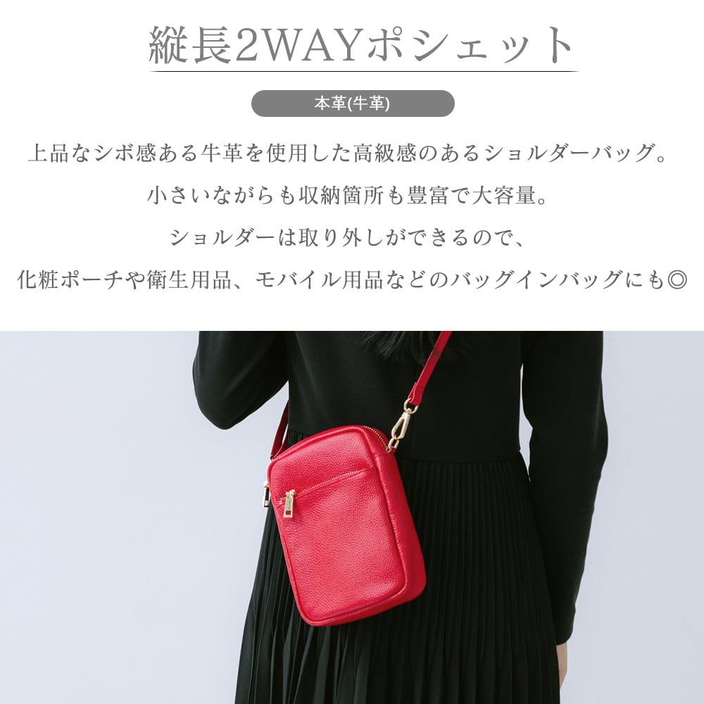 送料無料 本革 牛革 ショルダーバッグ サコッシュ バッグ お財布 お