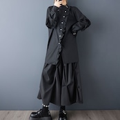 アシンメトリー フリル ロングシャツ 00173