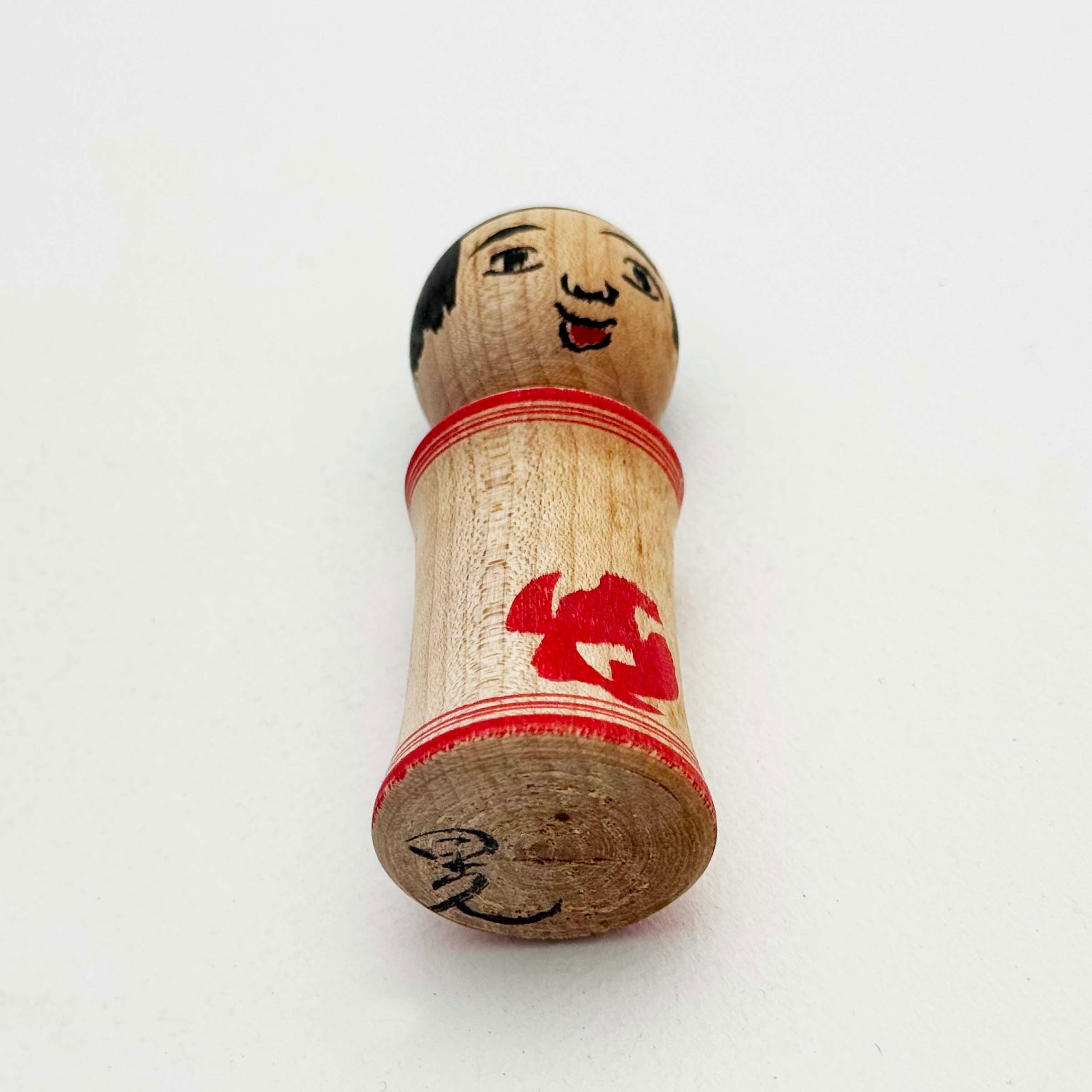 今晃工人 / 小寸こけし（赤い花 7cm）