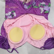 社交ダンス 衣装 ラテン ドレス ワンピース パーティ 発表会 和柄 珍しい 特徴的 花柄 個性的 軽い デモ 競技 ダンス パープル系 ピンク系 フラワープリント ステージパフォーマンス ラテンダンス 発表用