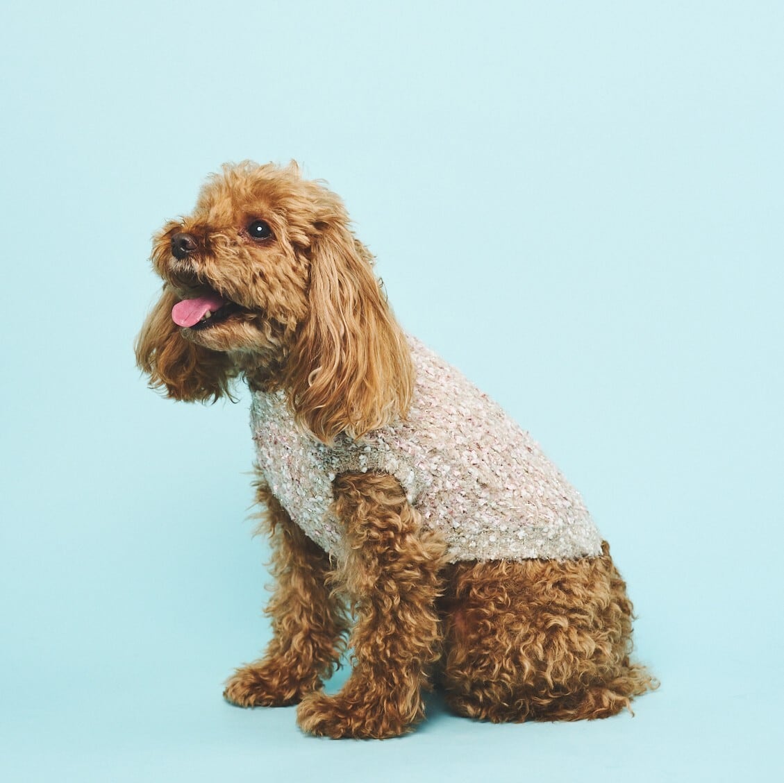 FANCY YARN TWEEDY KNIT-PINK BEIGE