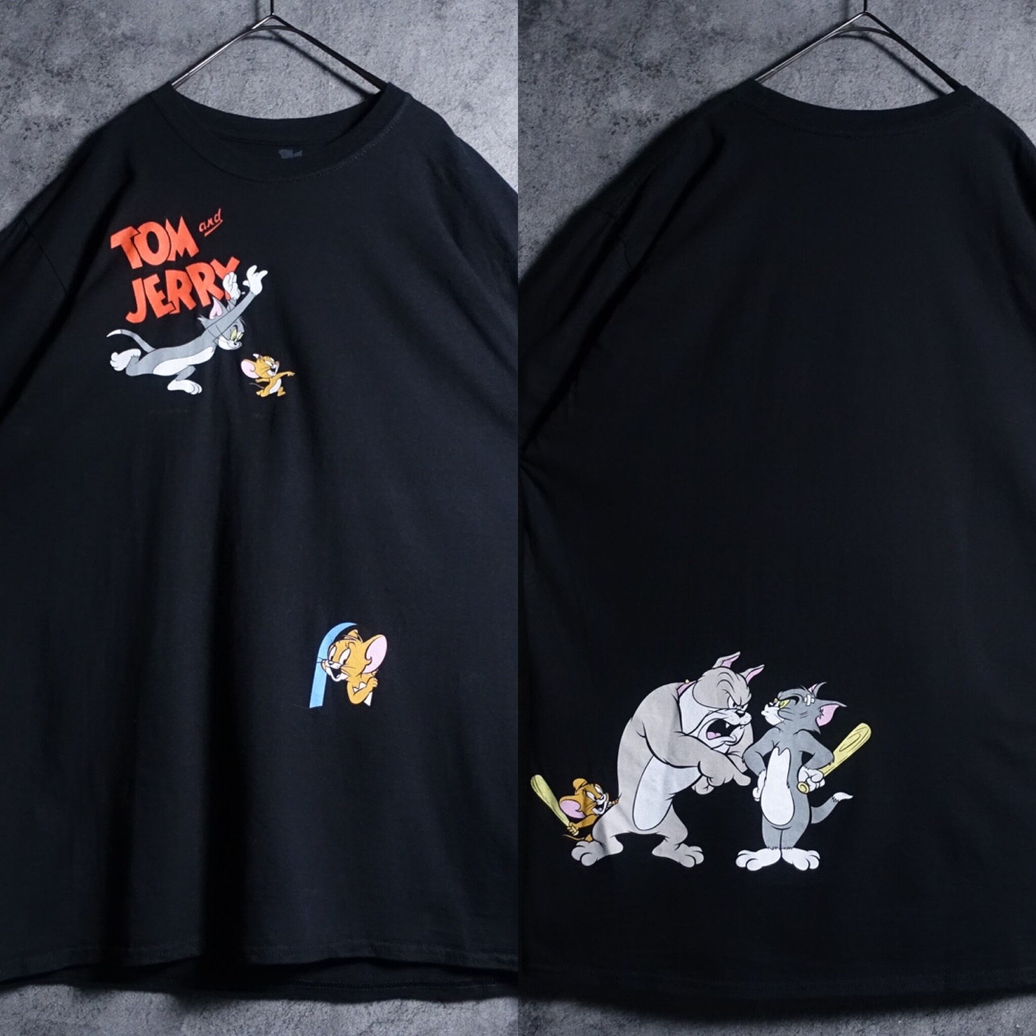 “TOM and JERRY” Black Character Print T-shirt