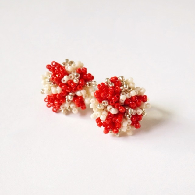 一粒ビーズピアス・イヤリング｜red