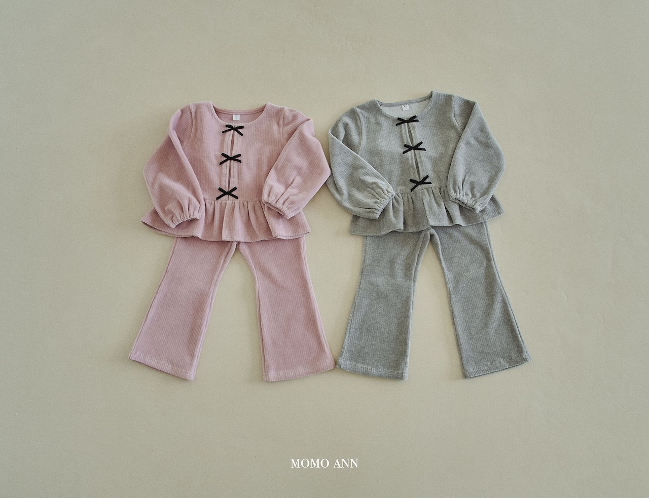 韓国子供服 / 26winter / momoann / リボンセットアップ / キッズ / 冬服 *5~15*
