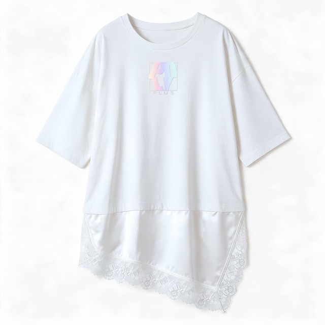 hem lace T-shirt WHITE