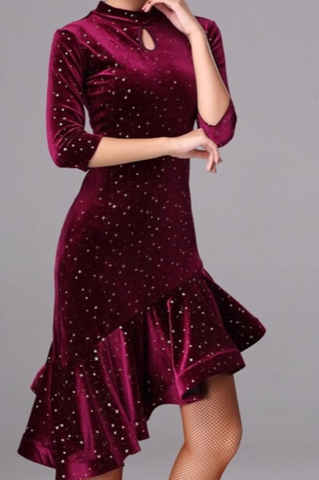 スタンドカラー アシンメトリースカート ミモレワンピース ds1062