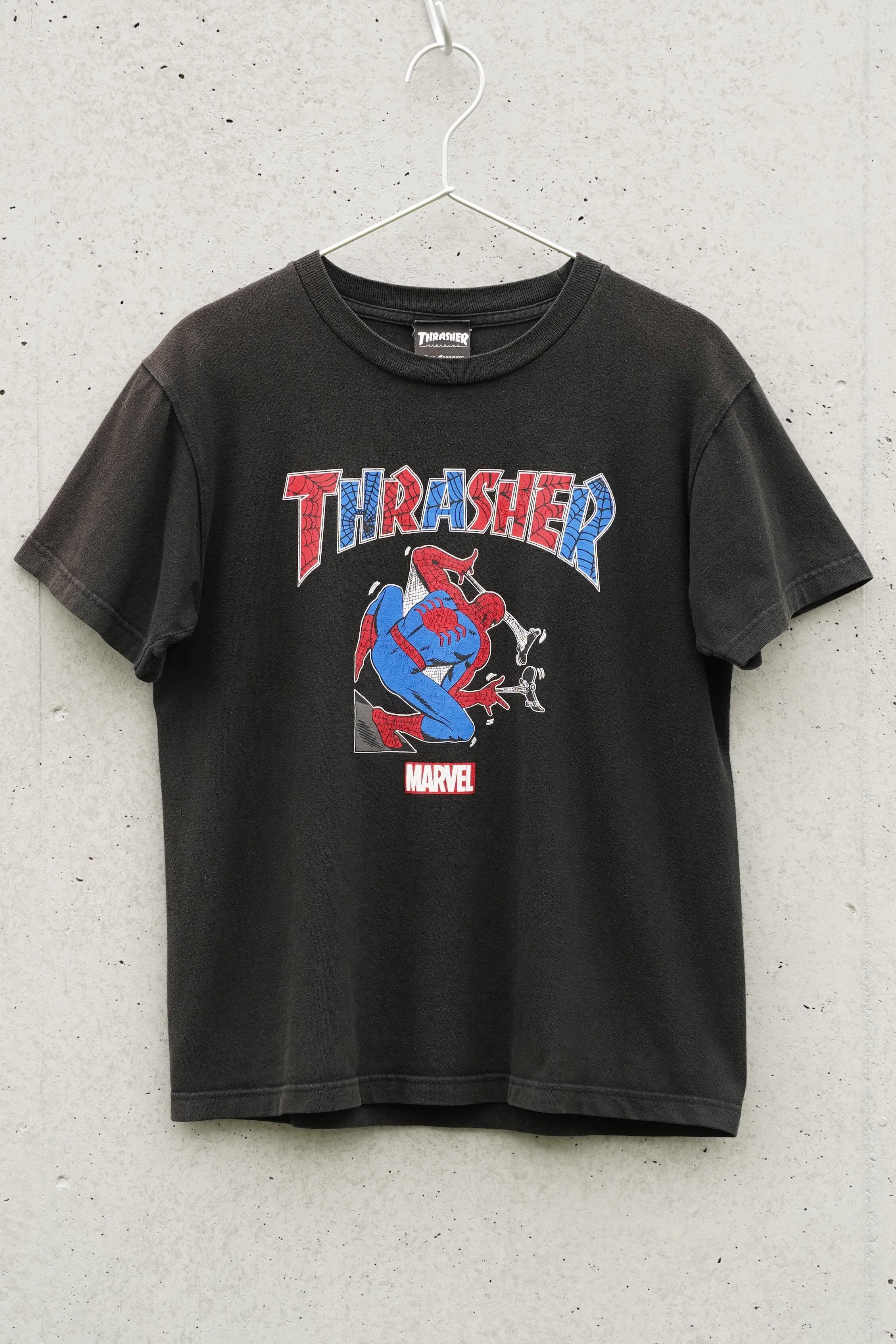 2015 THRASHER × MARVEL “Spider-Man” Graphic T-Shirt / Black / S