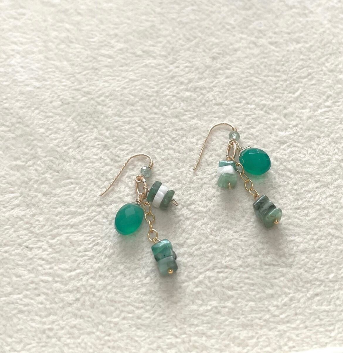 ◇◇グリーンオニキス エメラルド ピアス （14kgf） | famy accessories
