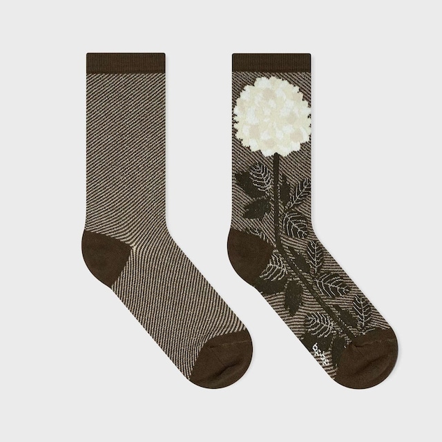 bpbp x YURI HIMURO / 氷室友里 SOCKS DALIA BROWN / ソックス ダリア ブラウン 22-25cm オーガニックコットン使用 奈良県産 BLOOM COLLECTION BPHY012