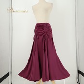 社交ダンス 衣装 Sanline サンリーヌ スカート レッスンウェア パープル系 紫 無地 シンプル フレア ギャザー リボン 華やか かわいい おしゃれ 上品 大人っぽい ダンス 練習 レッスン ダンス衣装 練習着 社交ダンス衣装