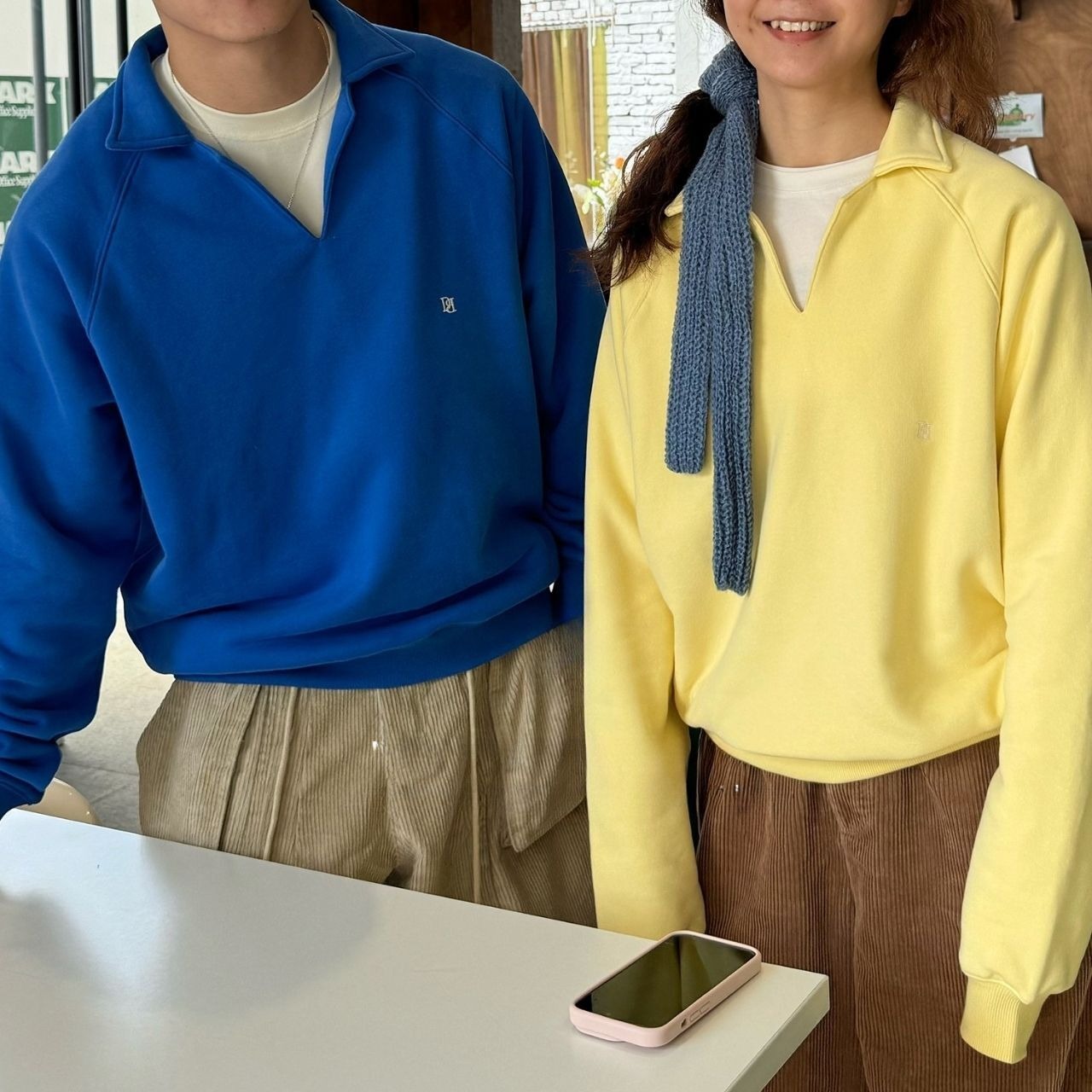 ハーフオープンポロカラースウェット　1058