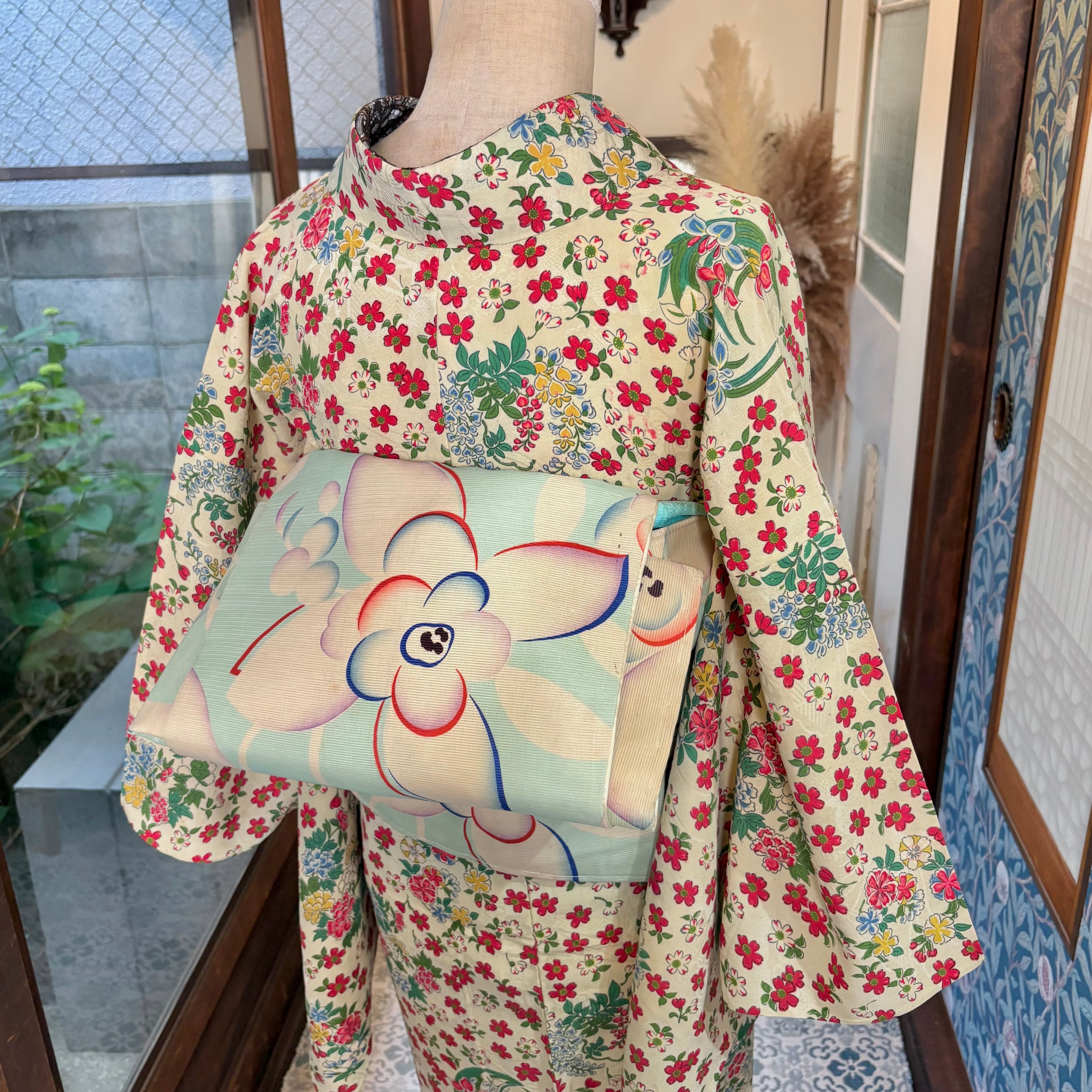 7MNA964 赤 名古屋帯 シンプル 和装 着物 帯 | kimono tento