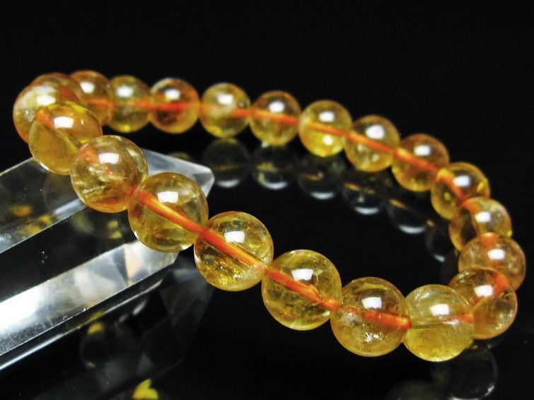 夢幻品質　秘蔵放出　宝石クオリティ　光芒万丈のナチュラルシトリンのブレス シトリン ブレスレット 虹入り 9mm シトリンクォーツ ブレス メール便