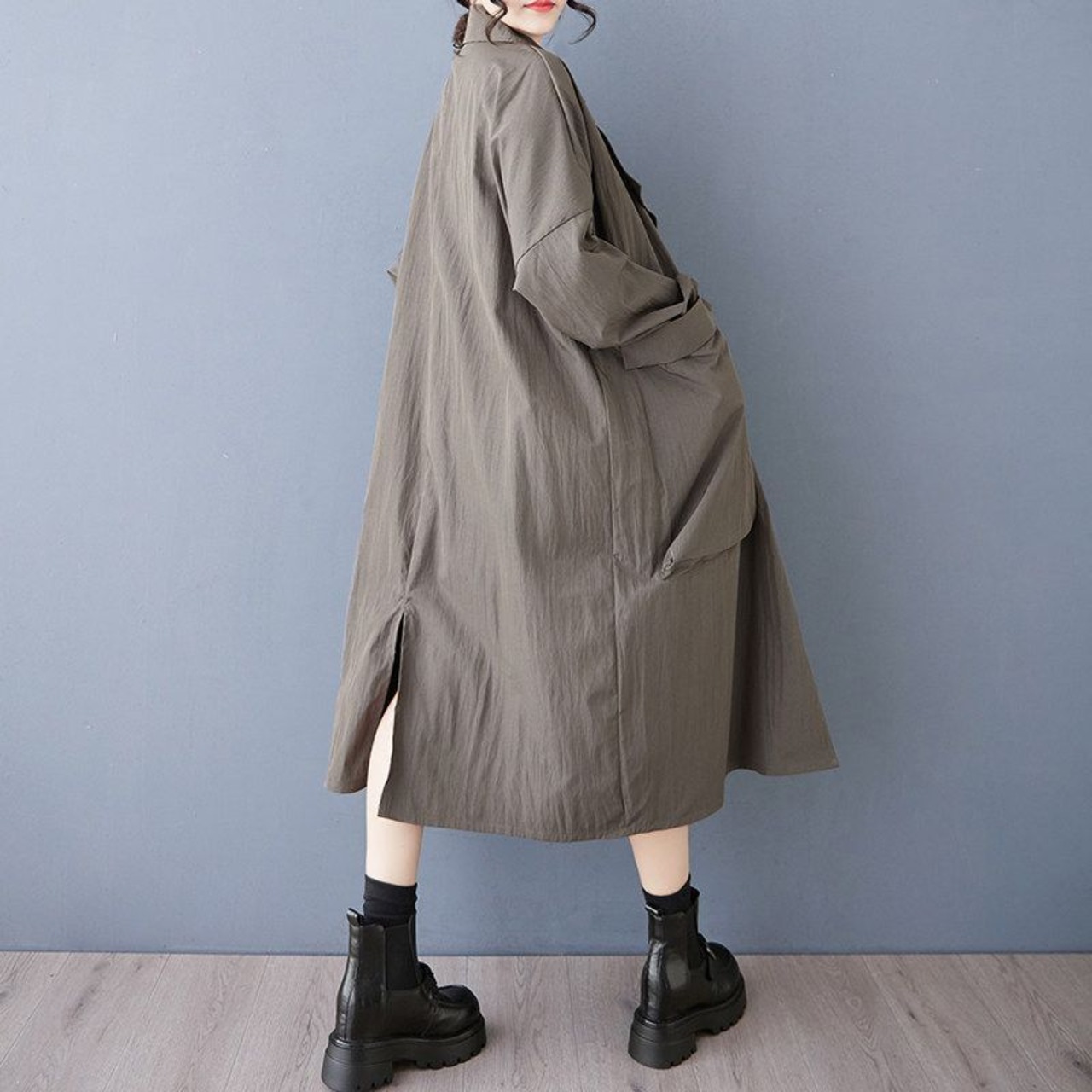 オーバーサイズ ロング トレンチ コート  00285