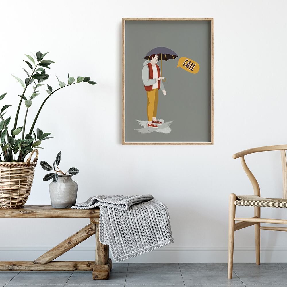 秋の学校生活のポスター / i1473 / 秋の学校生活 かぼちゃや落ち葉など インテリアポスター