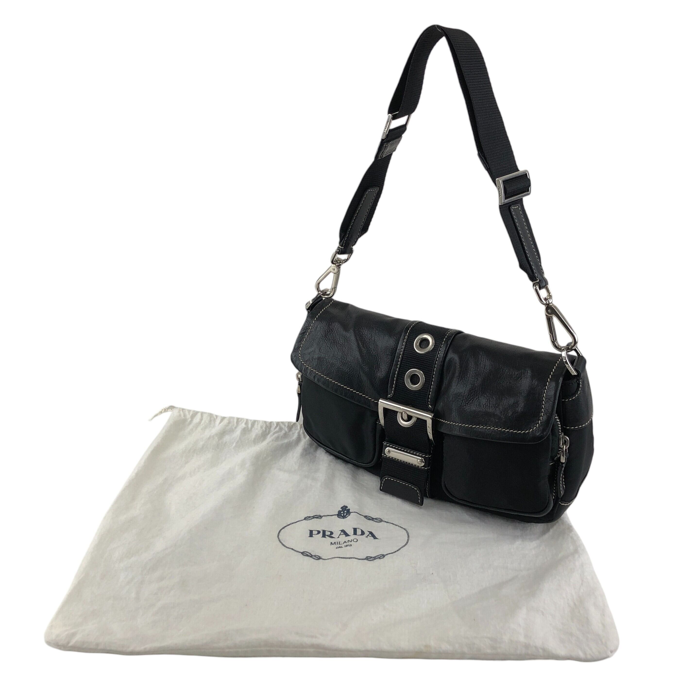 PRADA プラダ   ショルダーバッグ ブラック トライアングルロゴ ナイロン フロントバックル 5spz5k PRADA プラダ ショルダーバッグ ブラック トライアングルロゴ ナイロン
