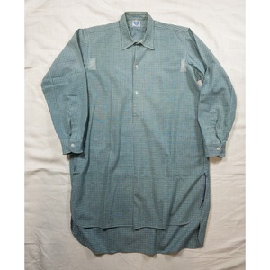 【1950s】"French Work" Blue×Green Multi Check Grandpa Shirt