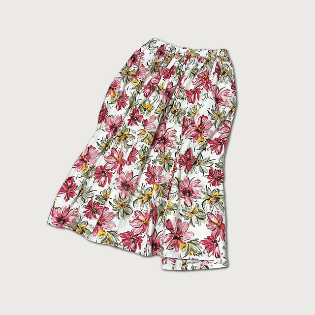 【綿100%】履きやすさにこだわった 花柄ギャザースカート ボトムス｜ピンク｜画像6