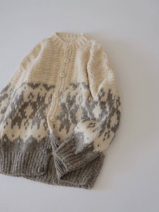 ●Hand knitted front button nordic cardigan jacket①