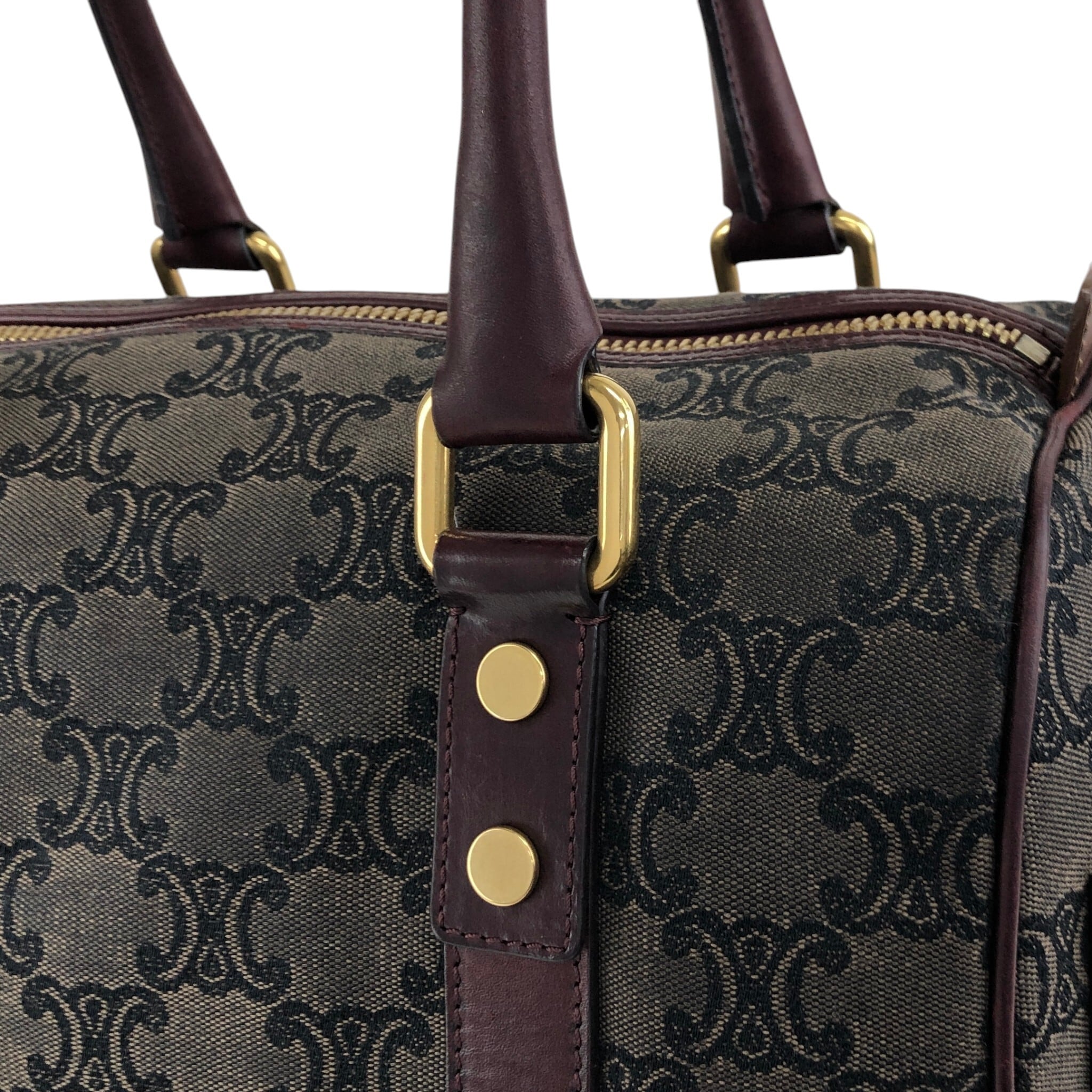 CELINE セリーヌ ブラゾン ハンドバッグ グレー ボルドー キャンバス