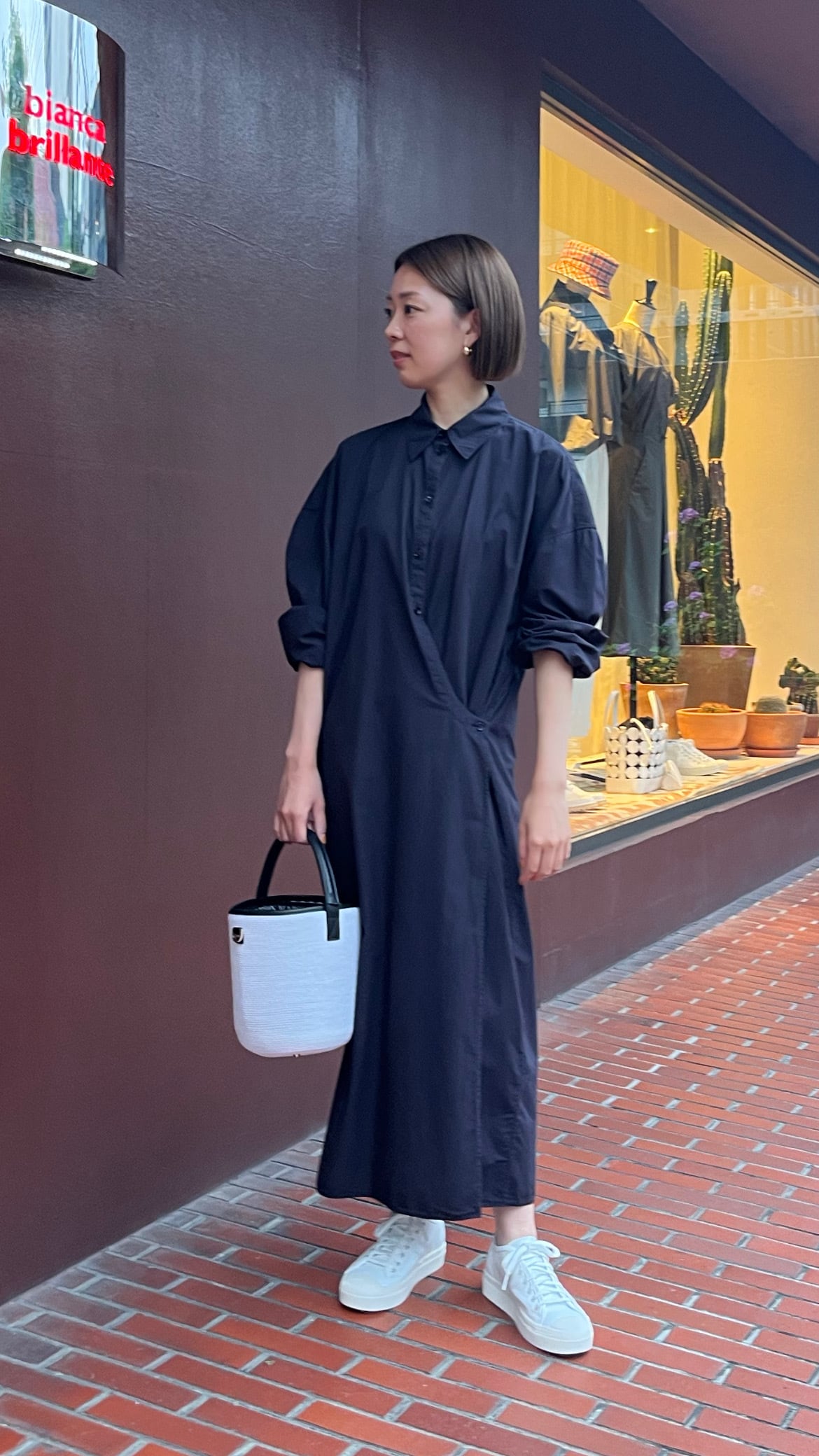 ★LEMAIRE★ストレートカラー ツイステッドドレス LEMAIRE -Straight Collar Twisted Dress(LIGHT (GARMENT DYED