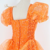 パーティドレス ワンピース ドレス オレンジ系 発表会 演奏会 パーティ 舞台 ダンス ロングドレス フリル レース 鮮やか 軽い ステージ衣装 お洒落 フォーマル パーティー かわいい 可愛い おしゃれ イベント用 目立つ ふんわり