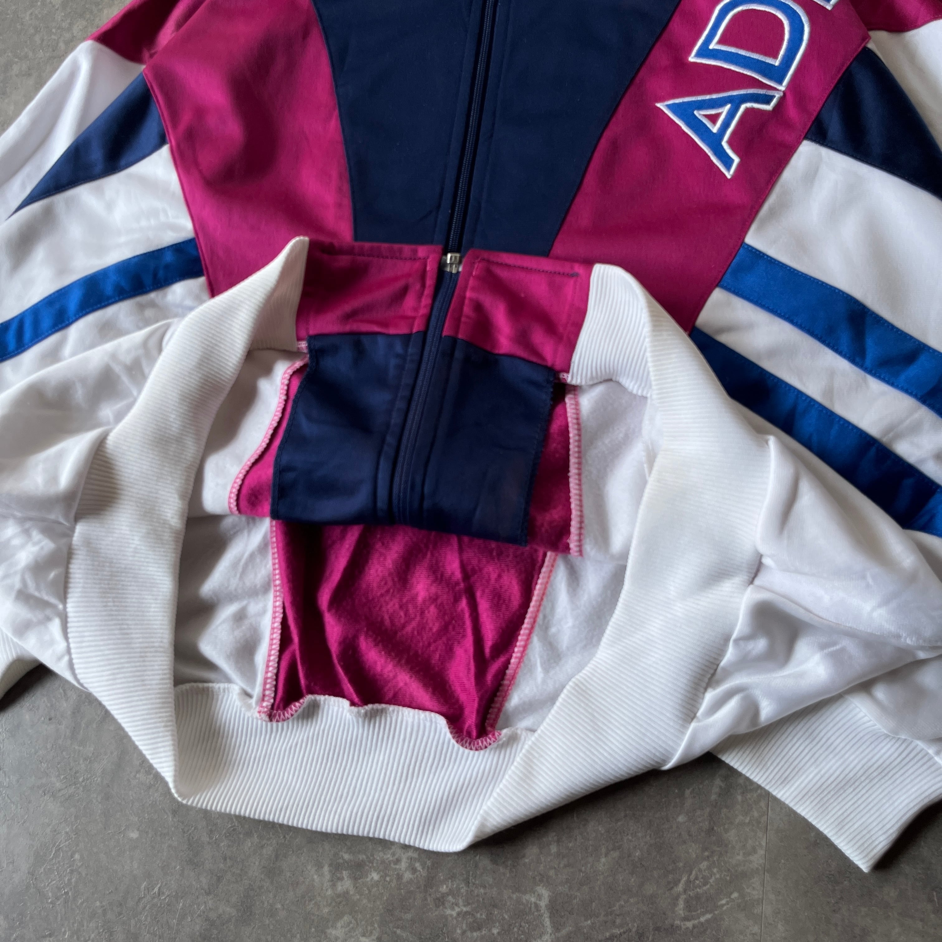 80-90s adidas トレフォイル トラックジャケット ネイビー XL相当 A127