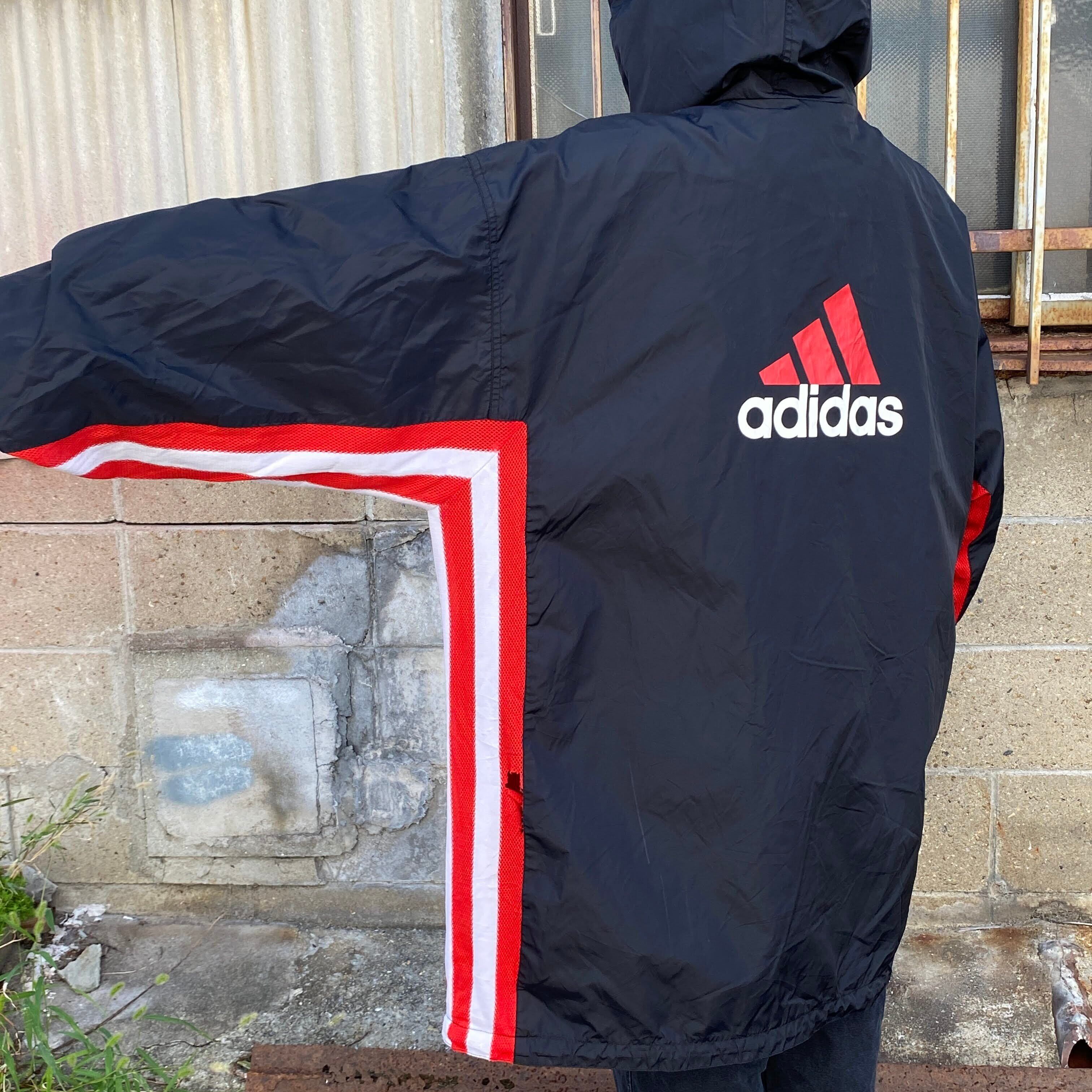 90s adidas アディダス　ナイロンジャケット　ベンチコート　O XL