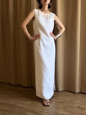 MADE IN U.S.A. white linen dress-5314-7