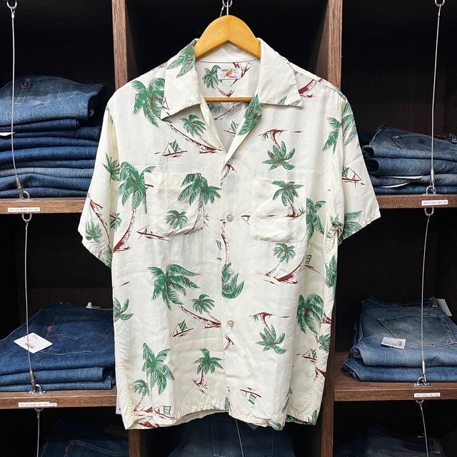 1950'S EAGLE HAWAIIAN SHIRT PALM TREE ML