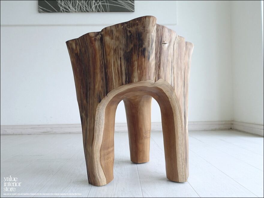 高級無垢材 スツール 椅子 花台 チェア ベンチ 丸太スツール ナチュラル