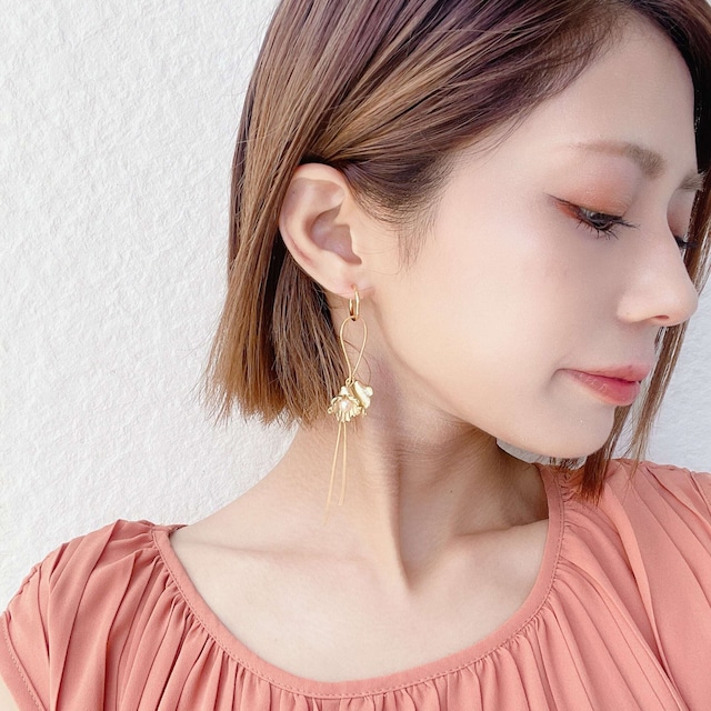 2WAYロングチェーンフラワーピアス
