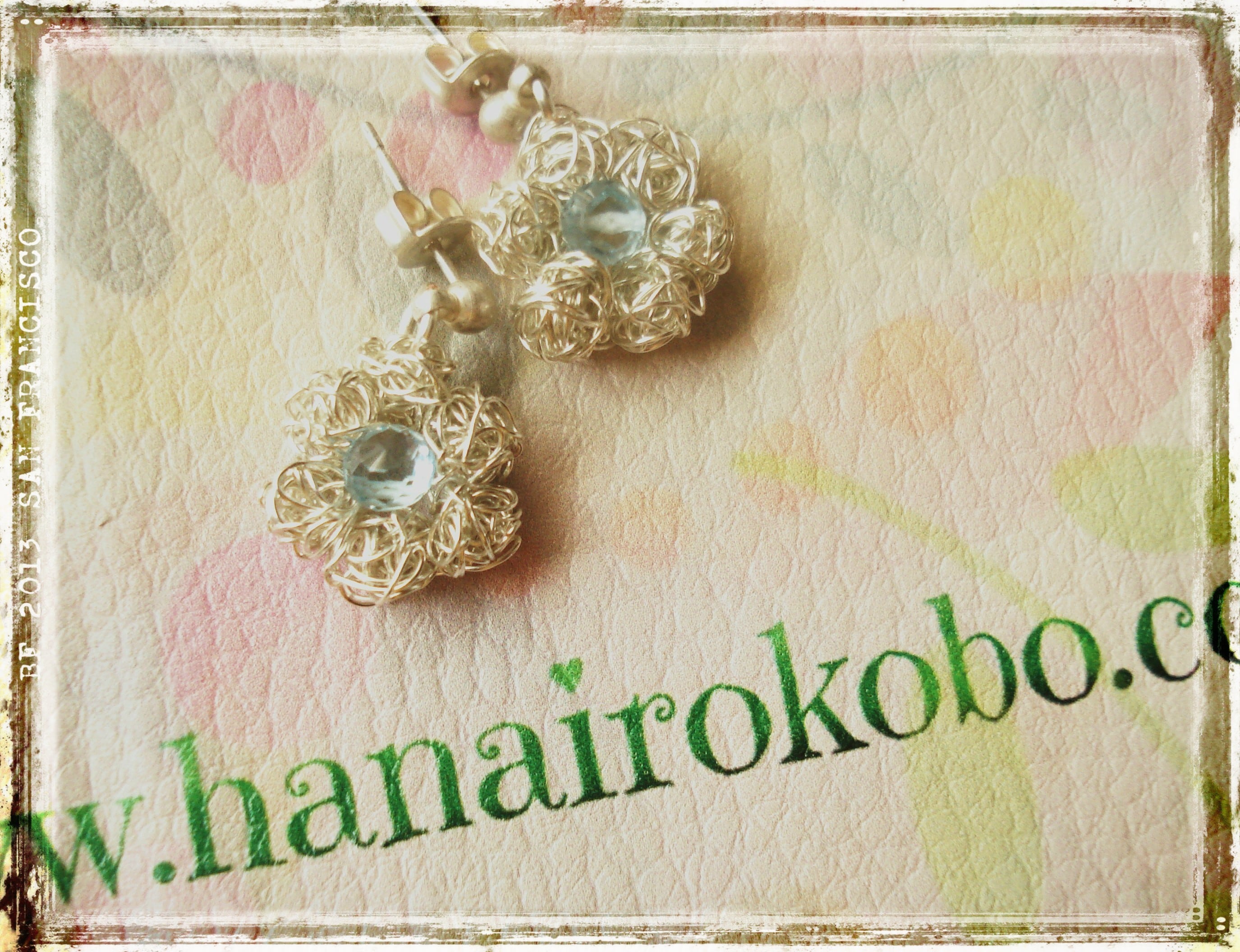 ブルートパーズフラワーピアス | はないろ工房