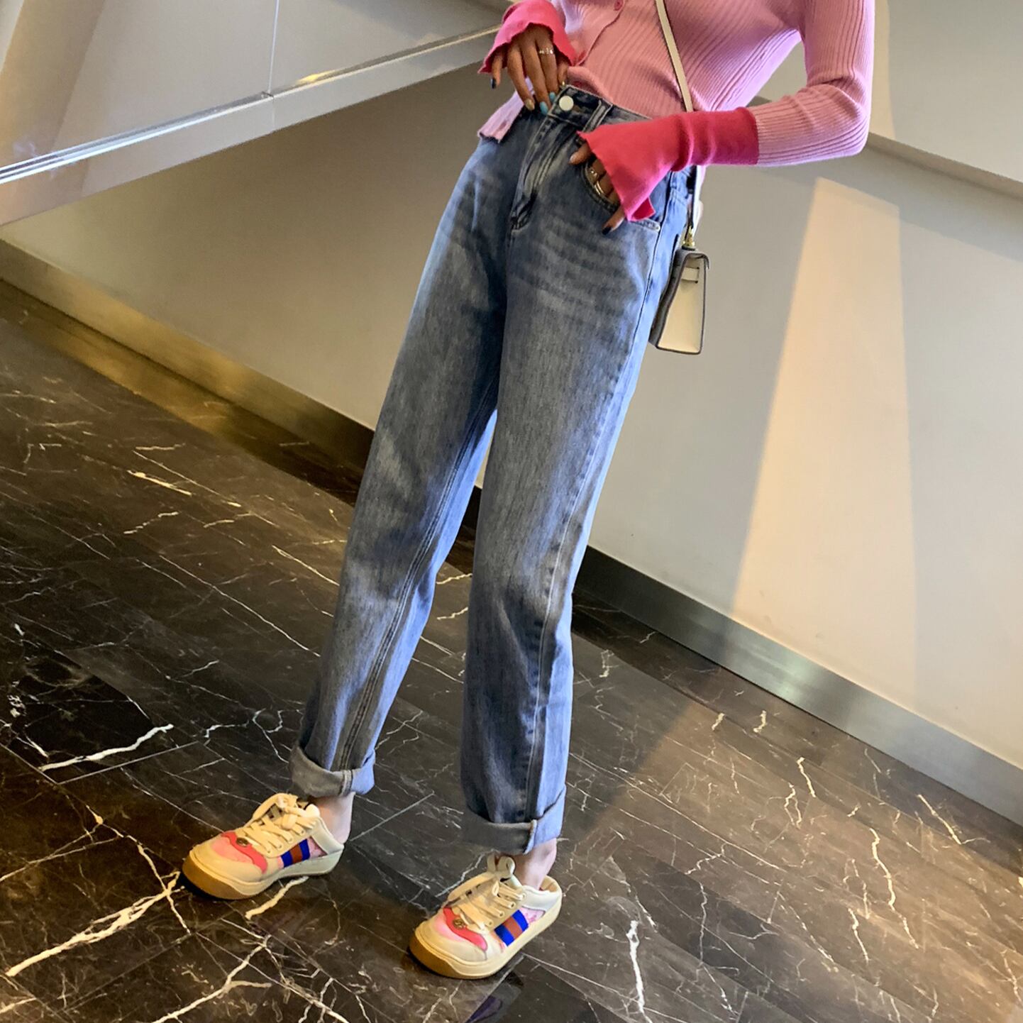 ハイウェストジーンズ スプリングスタイルルーズカジュアルパンツ 春物 6Du_Shop_Women62166620743