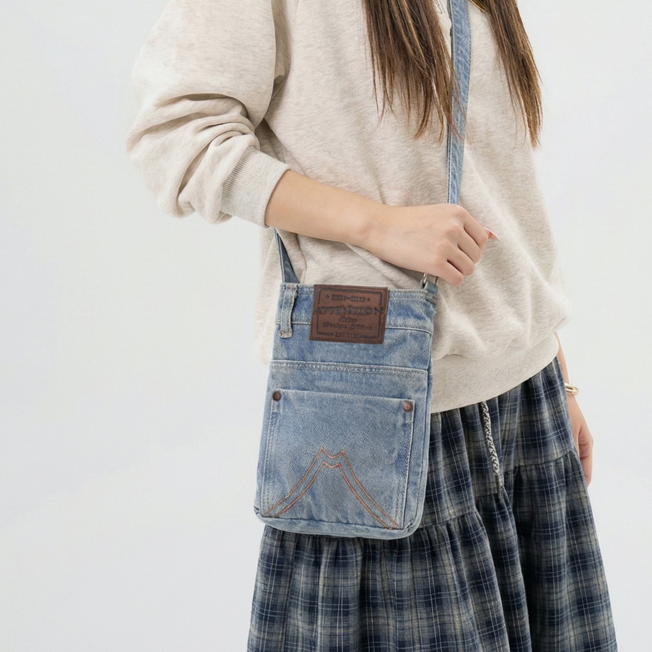 Denim Crossbody Shoulder Bag / デニム クロスボディショルダー バッグ
