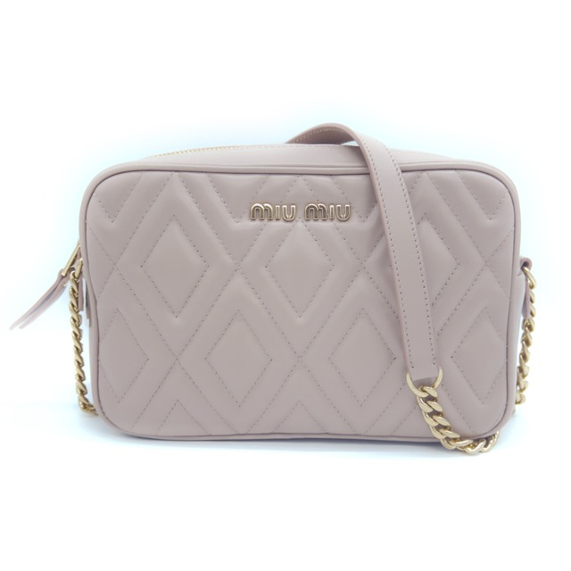 MIUMIU ミュウミュウ チェーンショルダーバッグ 5BH133 レザー ピンク 