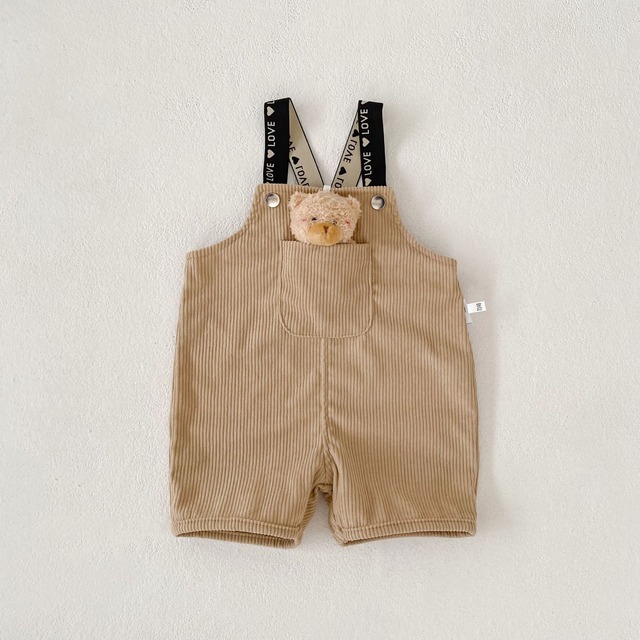 【BABY】リブ編みくま付きサロペットハーフパンツ - 17