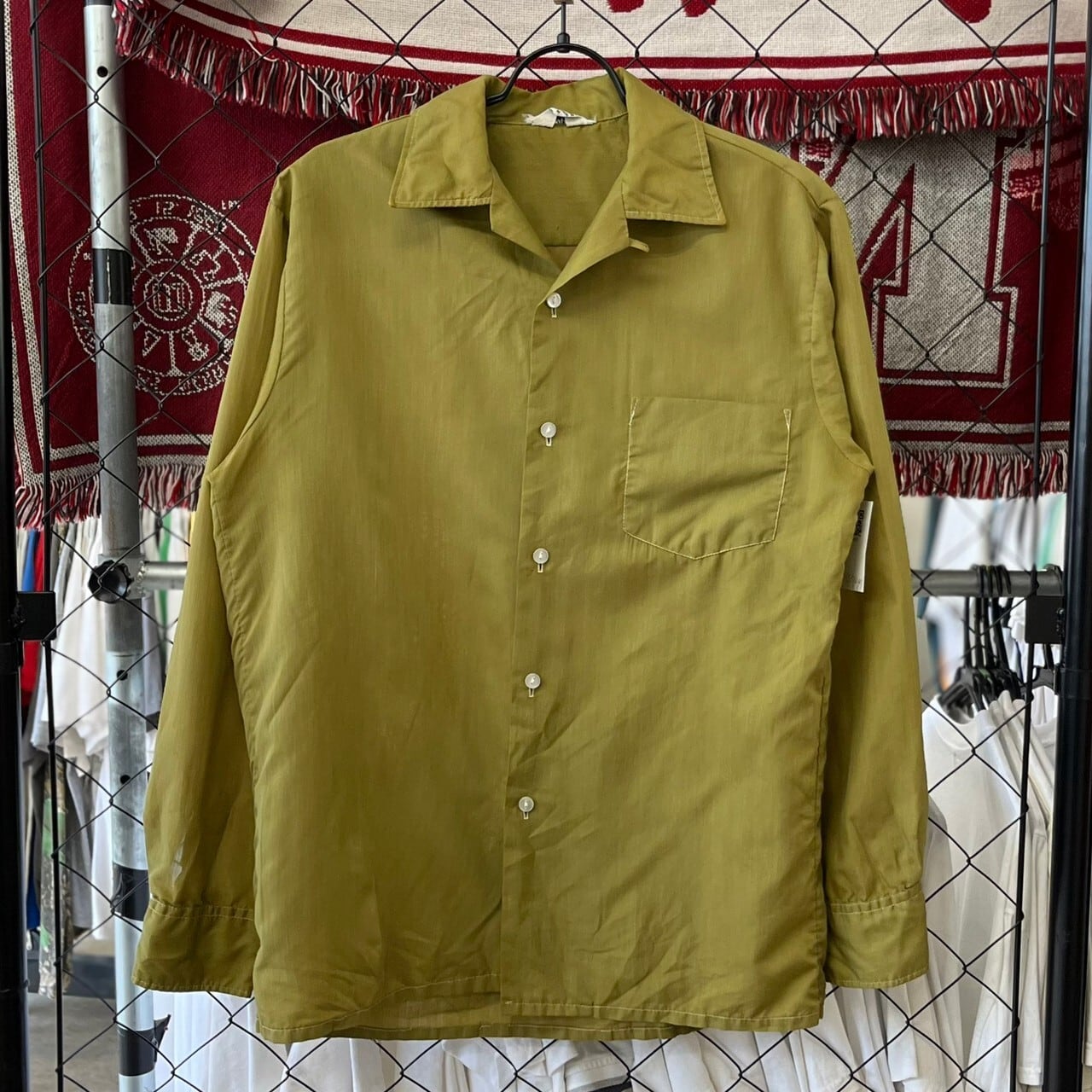 80s-90s 開襟シャツ 長袖 オープンカラーシャツ COROPRESSS M 