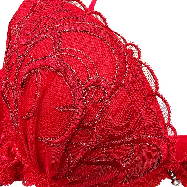 k-BC【5007レッド】ゴールドの刺繡がきれいな赤レースブラセット