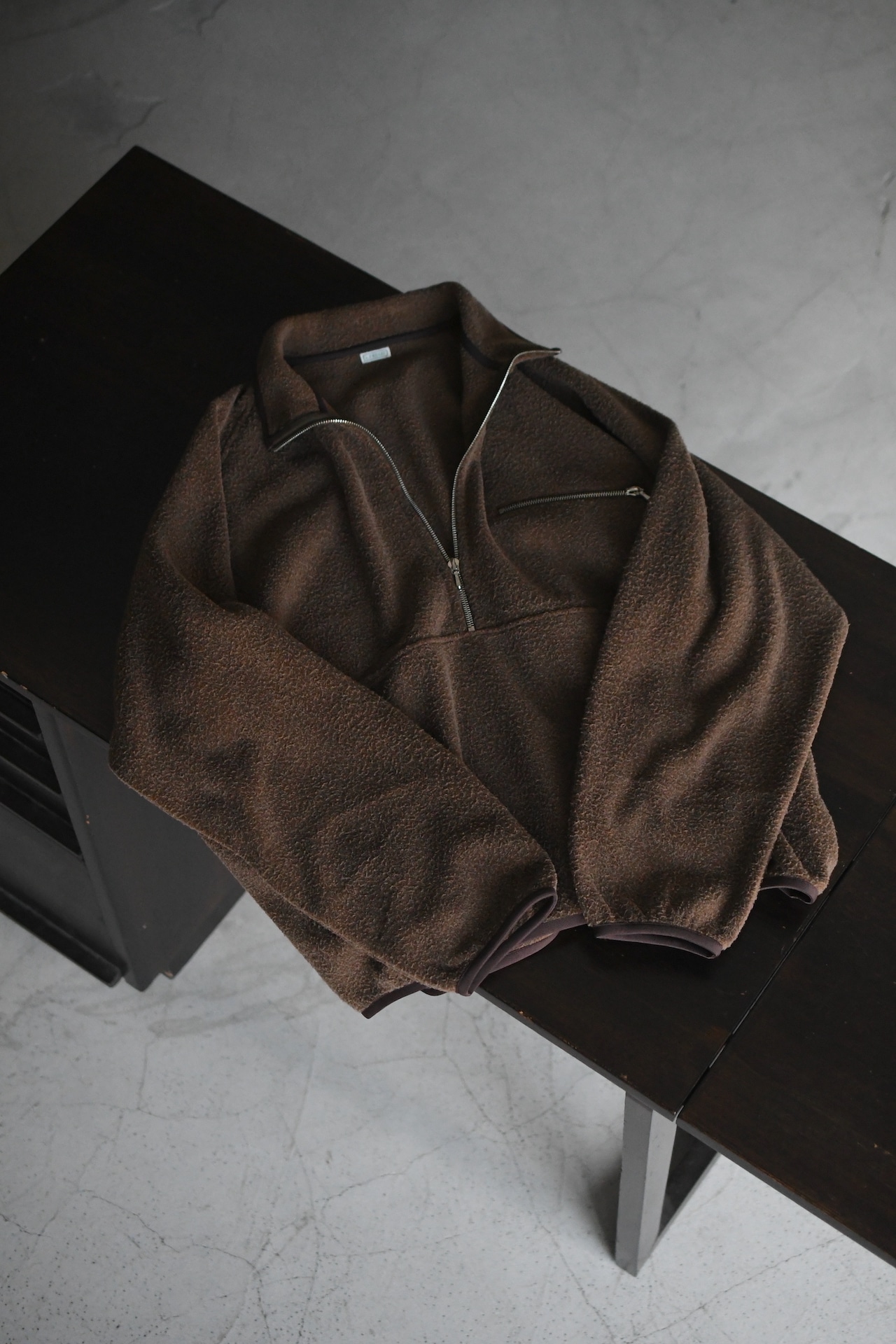 A.PRESSE / Vintage Silk Fleece Harf ZIP Jacket (Brown)