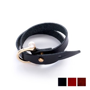 BUCKLE RING LEATHER BANGLE/GOLD