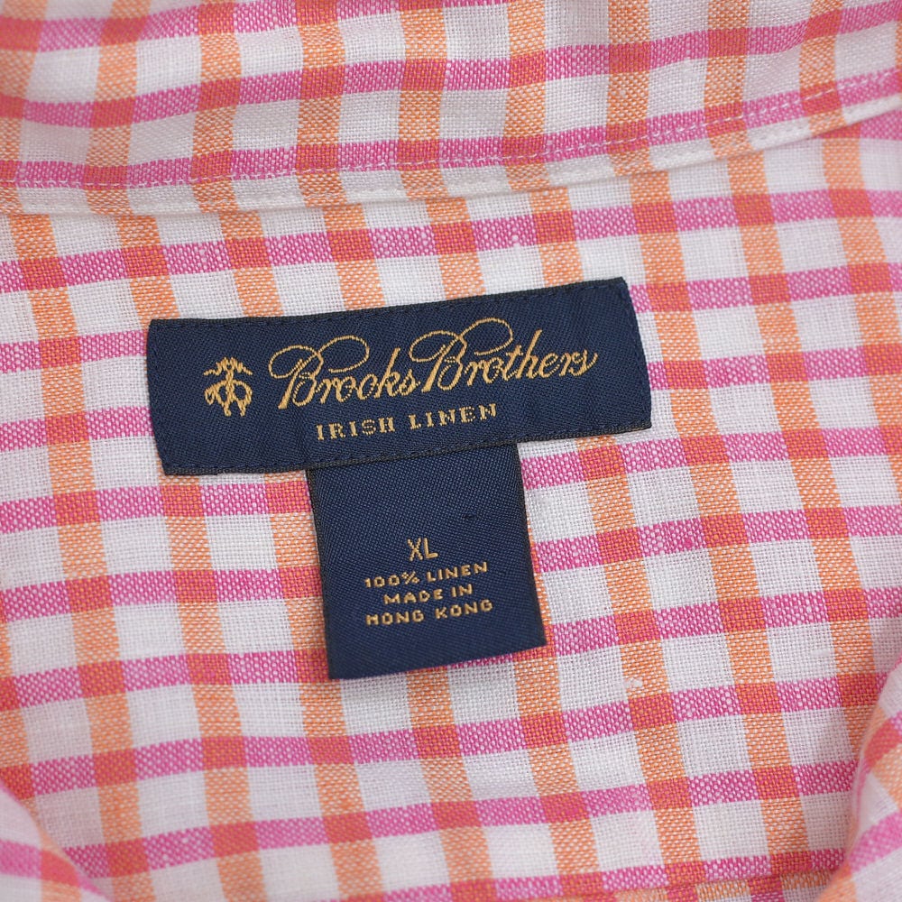 00s ブルックスブラザーズ ギンガムチェック リネン 半袖シャツ L 00s ブルックスブラザーズ ギンガムチェック リネン 半袖シャツ L