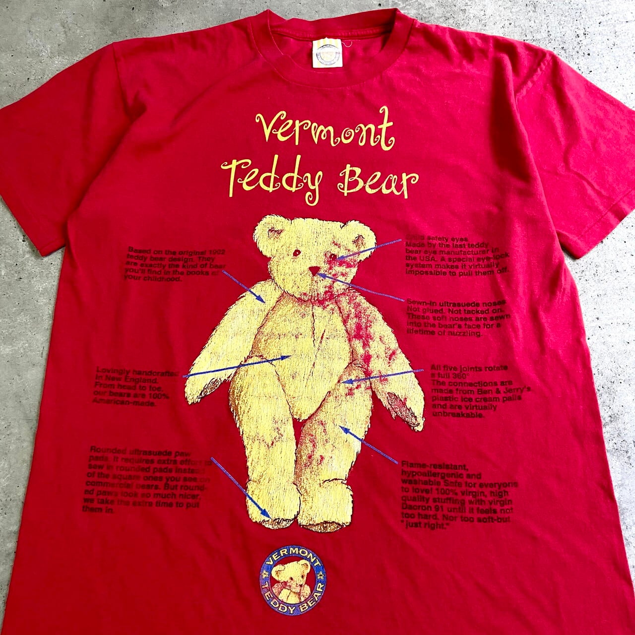 ビッグサイズ 90年代 USA製 VERMONT TEDDY BEAR テディベア アニマルプリントTシャツ ワンピース メンズ2XL相当 レディース  古着 90s ビンテージ ヴィンテージ 動物 熊 ぬいぐるみ シングルステッチ レッド 赤色 大きいサイズ ...