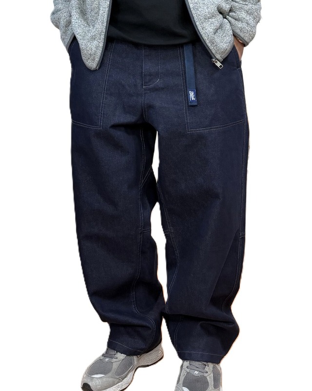 Wide Leg Denim Pants with Patch Pockets 　x01002